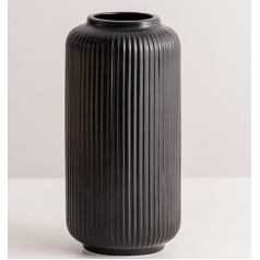 Juoda, 25 cm aukščio, briaunota vaza, 25 cm aukščio, modernios keraminės vazos gėlėms, skirtos stalo dekoravimui, patalpų dekoravimui, dekoratyvinės vazos Pampų žolės vazos8