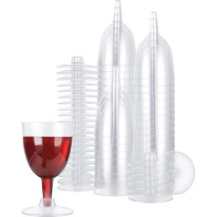 YAYODS 100 rinkinių plastikinių vyno taurių 150 ml skaidrių vienkartinių vyno taurių nedūžtančių daugkartinio naudojimo iškyloms, stovyklavimui, BBQ, vakarėliams