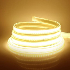 HEGEHE COB LED juosta su jungikliu, 230 V, 360 LED/m, itin ryški, didelio tankio, IP65 vandeniui atspari, itin ryški LED juosta, skirta naudoti patalpose lauke, namuose, festivaliuose, 