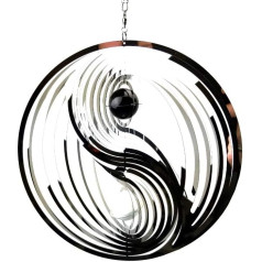 Didelis kabantis nerūdijančio plieno sodo vėjo suktuvas Saulės gaudyklė - Ying ir Yang