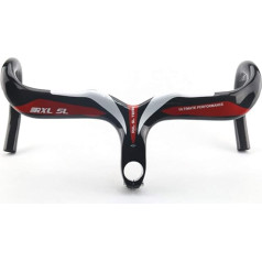RXL SL Carbon Road Bike Handlebar 1-1 / 8 colių raudona vidinė kryptis Kelių dviračių vairas Drop Bar 3K blizgus 400 x 110 mm