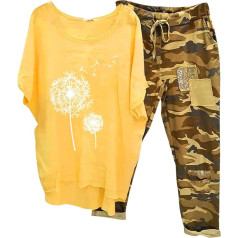 Briskorry House Suit Ladies vasara, marškinėliai ir kelnės, kelnių kostiumai Baggy Casual House Suit Apvalus kaklo trumpomis rankovėmis Tracksuit rinkinys Kvėpuojantis lengvas sportinis drabužis Elegantiškas spausdintas sportas