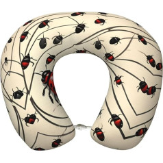 SDEGTHO Art ladybird lėktuvo kelionių pagalvė, kelionių pagalvė, grynos atminties putos, kaklo pagalvė, patogi, kvėpuojanti