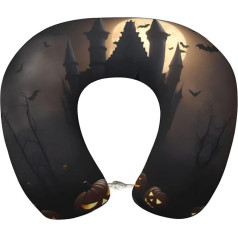 AKDODK Halloween goth kaklo pagalvė kelionėms, atminties putų kelionių pagalvė, nešiojamas orlaivio priedas