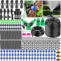 MOYKSRR 387 dalių sodo drėkinimo sistema, 15 m + 55 m drėkinimo rinkinys, automatinis drėkinimo rinkinys, lašelinė drėkinimo sistema, 