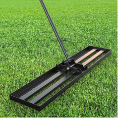 GAW Black Lawn Leveling Rake 48 x 10 colių 2,2 m rankena Heavy Duty Base Plate Rake for Lawn Effortless Lawn Leveling Tool Leveling Tool for Yard Backyard Garden Golf Couse