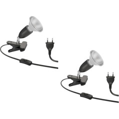 ledscom.de LIK E27 Clip Light su jungikliu, pasukama ir pasukama, metalinė, juoda (galima pasirinkti lempučių kiekį ir tipą)