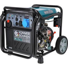 Könner & Söhnen KS 8100iE G LPG/benzino inverterinis generatorius, galios generatorius 8000 W, 1 x 16 A (230 V), 1 x 32 A (230 V), 2 USB jungtys, inverterinis generatorius su varine apvija, avarinis dujų generatorius -