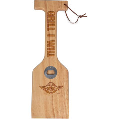 ONIVA - a Picnic Time Brand 871-00-505-333-14 Mandalorian Yoda Hardwood BBQ grilio grandiklis su butelių atidarytuvu, Parawood
