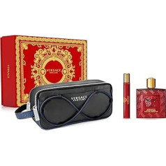 Versace Eros Flame Natural EDP purškalas su kosmetine 3 dalių dovanų rinkinys vyrams