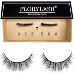 FLORYLASH® Super Natural Look - magnetinės blakstienos 3 magnetai Natūralios magnetinės blakstienos be akių pieštuko 3D apimties rinkinys (M dydis, 28 mm pločio)