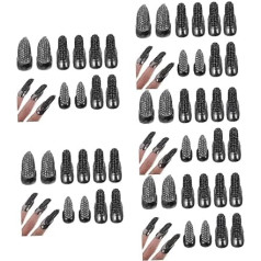 Healvian Pakuotė iš 50 dekoratyvinių nagų Metalinių nagų apdaila Bižuterija Rhinestone Nagų žiedai Metalinė apdaila Punk Claw Rings Gotika Fingernail Claw Fingertip Nail Claw Rings