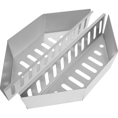 2 medžio anglių krepšių rinkinys Plieninis medžio anglių krepšių laikiklis Grilis Grilis Medžio anglių laikiklis 38,5 x 11 x 7,5 cm Tvirtas grilis Grilis BORK Atsparus karščiui Medžio anglių kuro laikiklis griliui Bobash (0,6 mm)
