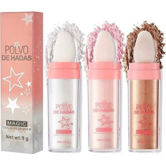 Lovelycat Kūno blizgučių pudra Stick Veido akcentai Shimmer Veido ir kūno paryškinimo pudra su kempinės galvute Magic Colour Shiner Powder veido kūno rankų raktikaulių ir kojų (3 vnt.)