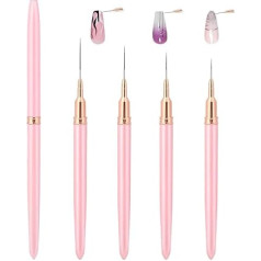 5 Stück Nagelkunst-Pinsel in Nagel-Liner-Pinsel, Details, Malerei, Nageldesign-Pinsel für lange Linien, dünne Details, präzise Detailzeichnung, 4 mm/8 mm/12 mm/20 mm/25 mm