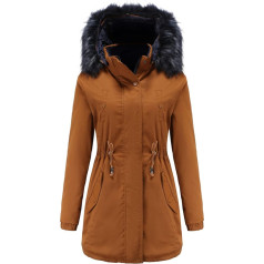 Haiorziyou Winterjacken für Damen Damenmantel mit Fell Lang Große Größen Günstig Plüschmantel Wintermantal Damenmantel Parka Fleecejacke Damenjacke Kapuzenjacke Winterparka Plüschjacke