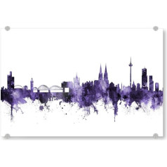 artboxONE Akrilo stiklo paveikslas Miestai Kelnas Vokietija Skyline Violetinė - paveikslas Kelnas Skyline Kelno miestovaizdis, 30x20 cm