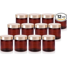 12 x 240 ml PET plastikinių užpildomų stiklainių be BPA su auksiniais metaliniais dangteliais