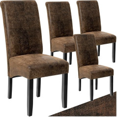 Tectake 4 dirbtinės odos valgomojo kėdžių su aukštais atlošais rinkinys, ergonomiškas dizainas, kietmedžio kojos, 106 cm aukščio, įvairių spalvų