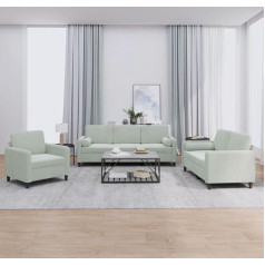 Lapooh 3201954 3 dalių sofos komplektas su pagalvėlėmis, šviesiai pilkas aksomas, poilsio sofa, sofos ir kušetės, poilsio sofa, svetainės sofa, sofa su - 3201954