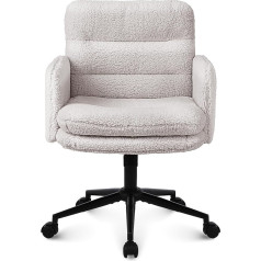 Youhauchair Rašomojo stalo kėdė, tualetinio staliuko kėdė iš dirbtinio kailio, patogi sukamoji kėdė, rašomojo stalo kėdė, biuro kėdė, ergonomiška, reguliuojamo aukščio, kreminė