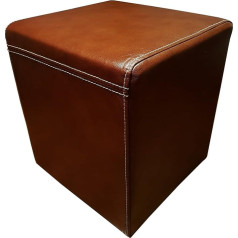 Quattro Meble Antikvarinė ruda natūralios odos taburetė 40 x 40 x 45 cm Karvės odos sėdynės kubas Kojų taburetė Puff tikra oda su dekoratyviniais dygsniais