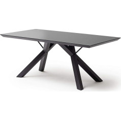 ‎Robas Lund Valgomojo stalas Matinės juodos spalvos lakuotas stalas su stikliniu stalviršiu antracito spalvos Š x V x G 180 x 75 x 95 cm