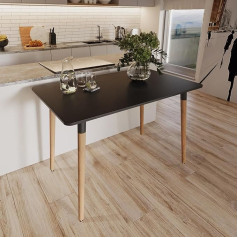 Urbnliving 110 cm stačiakampio formos skandinaviško stiliaus modernus virtuvės medinis valgomojo stalas Svetainės baldai Biuro posėdžių stalas (juodas)