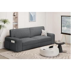 Yaheetech Sofa 212 x 81 cm Minkšta sofa iš velvetinio audinio su nuimamomis pagalvėlėmis ir atlošais Sofa su plačiais porankiais svetainei, miegamajam ir žaidimų kambariui, tamsiai pilka