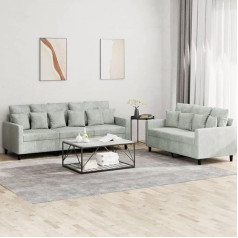 Ccciner 2 dalių sofos komplektas su pagalvėle Šviesiai pilka aksomo aksomo sofos komplektas Patogi sofa gyvenamajam kambariui ir poilsiui Sofos ir kušetės