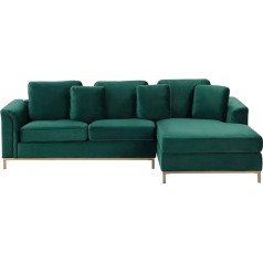 Beliani Elegantiška kampinė sofa dešinėje pusėje Velveto audinys Žalia Oslo