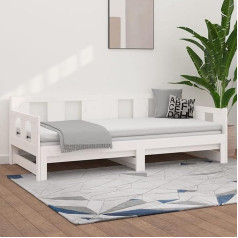 Gecheer Dienos lova Išskleidžiama sofa lova Sofa lova Sofa lova Minkšta sofa poilsio lova Sofa kušetė Svečių lova Jaunimo lova 90 x 200 cm (plotis x ilgis), pušies masyvo mediena, balta