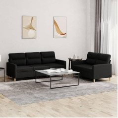 Ciadaz 3201604 2 dalių sofos komplektas su pagalvėlėmis Juodas audinys, Sofos ir sofos, Sofa svetainė, Sofa paauglių kambariui, Sofa poilsiui, Sofa miegamajam, Miegamojo sofa, Minkšta sofa