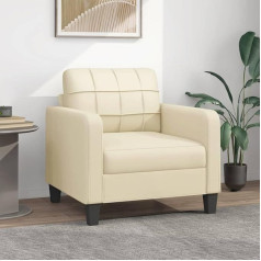 Hommdiy Sofa, svetainės sofa, minkšta sofa su metaliniu rėmu, svetainės sofa, dviejų vietų svetainės sofa, svetainės baldai, dirbtinė oda, 60 cm, kreminė