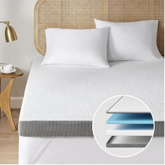 Degrees Of Comfort Dviejų sluoksnių atminties putų čiužinio viršutinis sluoksnis, skirtas slėgiui sumažinti, čiužinio viršutinis sluoksnis, viengulė lova su neslystančiu kvėpuojančiu hipoalergišku užvalkalu (viengulis 8 cm, 90x190 cm)