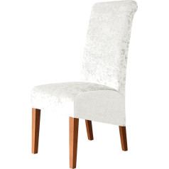 ‎Nopexto NOPEXTO Stretch Crushed Velvet XL kėdžių užvalkalai valgomojo kambario kėdėms, apsauginis kėdžių užvalkalas, elastinga kėdžių apsauga, sėdynių užvalkalai (6 vnt., balti)