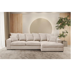Kaiser Möbel , Sofa su miego funkcija, su lovos dėže, Sofa lova Gabonas, Dizainerio L formos sofa, Modernaus dizaino sofa, Minkštas kampas, Laisvai pastatoma, Audinys Pliush Zoom Cream Right