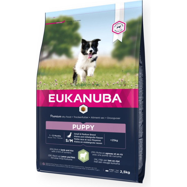 sausas ėdalas šuniukams su ėriena ir ryžiais - mažiems ir vidutiniams šuniukams - 2,5 kg
