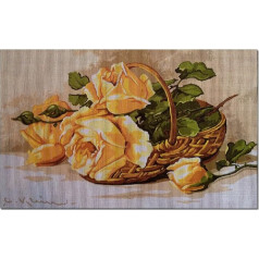 Hudemas gobeleno siuvinėjimo rinkinys Geltonos rožės Pusė kryžiaus siuvinėjimo 40 x 25 cm apima siuvinėjimo siūlus cod.644