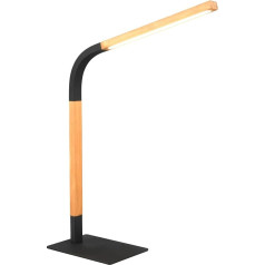 Trio Leuchten Norris 545210132 Stalo lempa Matinis juodas metalas, natūrali mediena Į komplektą įeina 11 vatų LED reguliatorius