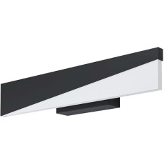 EGLO Isidro LED sieninis šviestuvas, skirtas naudoti patalpose, metalinis juodos spalvos ir satino plastiko sieninis apšvietimas, svetainės šviestuvas, prieškambario šviestuvas, šiltos baltos spalvos
