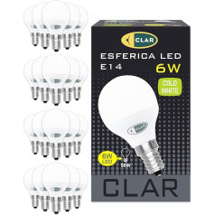 CLAR - E14 LED Cool White, E14 LED Cool White, E14 LED, lemputė E14, E14 lemputė, E14 LED lemputė, E14 LED lemputė, LED lemputė E14, LED lemputė E14, E14 40 W, LED lemputė E14, 6 W (20 vnt.)