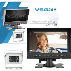 VSG 24 atbulinės eigos kamera 7 colių Kemperio rinkinys, įskaitant kamerą, monitorių, kabelį - vandeniui atspari naktinio matymo 12 V - 24 V Lengvas montavimas / patikima atbulinės eigos sistema, skirta lengviesiems automobiliams Karavanams Sunkve