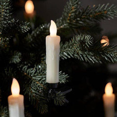 Lights4fun 10 belaidžių LED Kalėdų eglutės žvakių fėjų žibintai su nuotolinio valdymo laikmačiu Clip Candles Dimmable Cream Kalėdų eglutės fėjų žibintai belaidžiai