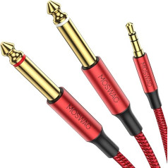 MOSWAG 3,5 mm 1/8 colio TRS į 2 x 6,35 mm 1/4 colio TS mono Y kabelį 5 m skirstytuvo kabelis, suderinamas su 