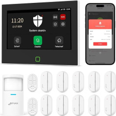 CPVAN GSM + WiFi namų signalizacijos sistema su 7 colių jutikliniu ekranu, be sutarties Išmaniosios pilnos sistemos su programėle / SMS / telefono skambučio signalizacija 14 dalių, 110 dB šeimininkas, judesio jutiklis, durų / langų jutikliai, nuo