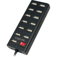 Hub'as usb2.0 13 prievadų su jungikliu juodas