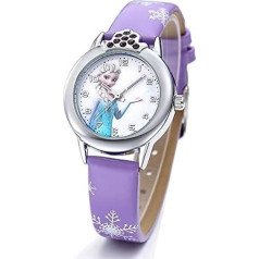 JGS mergaičių Elsa Frozen Frozen laikrodis Dovanos mergaitėms ir kūdikiams violetinės spalvos, dirželis.