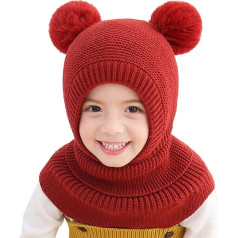 Vaikų mergaičių žieminė kepurė Šilta miela slydimo kepurė su Bobble Beanie Šilta kepurė su ausų atvartais Šalikas kepurės rinkinys Vaikų šalikas Vaikų mergaitės 2-6 metai