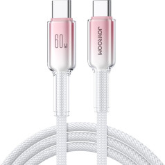 Kabelis Crystal-Clear Series 60W USB-C - USB-C 1,2 m - baltas